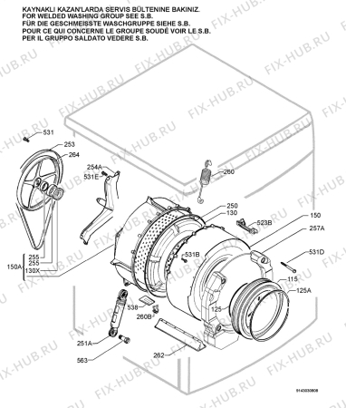 Взрыв-схема стиральной машины Aeg Electrolux L60824 - Схема узла Functional parts 267